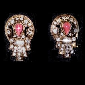 Art Deco Goldtone Fashion Earrings Crystal Baguettes